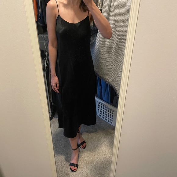 Vince Satin Slip Midi Dress in Black - Picture 6 of 6